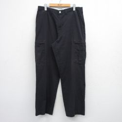 W35★古着 ディッキーズ ワーク カーゴ パンツ メンズ 黒 26mar21