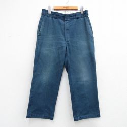 W32★古着 ディッキーズ ワーク パンツ メンズ 90年代 90s コットン 紺系 26apr08