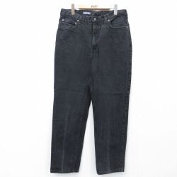 W34★古着 ランズエンド ジーンズ メンズ 90年代 90s コットン USA製 黒 デニム【spe】 26apr28