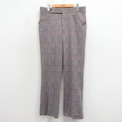 W34★古着 スラックス パンツ メンズ 80年代 80s タロン 赤他 チェック 26may01
