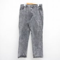 W34★古着 SASSON ジーンズ メンズ 90年代 90s ケミカルウォッシュ 黒 デニム 26may07