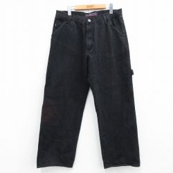 W34★古着 ペインター パンツ メンズ コットン ブラック デニム【spe】 26may15