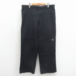 W37★古着 ディッキーズ ワーク パンツ メンズ ダブルニー ブラック 26may18