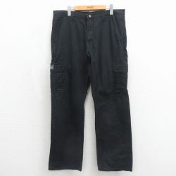 W36★古着 ラングラー カーゴ パンツ メンズ コットン ブラック 26may18