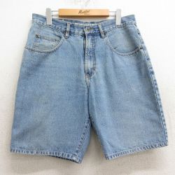 【50%OFF】W33★古着 ユニオンベイ ショート パンツ ショーツ メンズ 90年代 90s UNIONBAY ヒゲ コットン 紺 ネイビー デニム 24apr15 中古 ボトムス 短パン ショーパン ハーフ