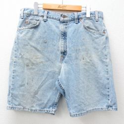 W36★古着 リーバイス Levis 505 ショート パンツ ショーツ メンズ 00年代 00s 紺 ネイビー デニム 24may13 中古 ボトムス 短パン ショーパン ハーフ