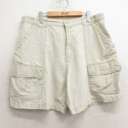 W39★古着 ショート ブッシュ パンツ ショーツ メンズ 00年代 00s 薄ベージュ カーキ 24may21 中古 ボトムス 短パン ショーパン