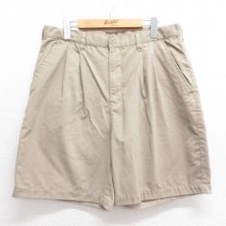 W35★古着 ベーシックエディションズ ショート パンツ ショーツ メンズ 00年代 00s ベージュ カーキ 24may28 中古 ボトムス 短パン ショーパン ハーフ