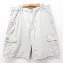 【50%OFF】W36★古着 ラングラー Wrangler ショート カーゴ パンツ ショーツ メンズ コットン 薄ベージュ カーキ 24jul04 中古 ボトムス 短パン ショーパン