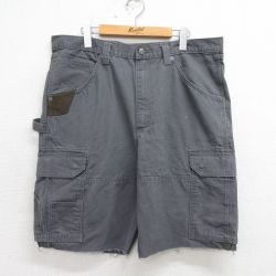 W37★古着 ラングラー Wrangler ショート ペインター カーゴ パンツ ショーツ メンズ ダック地 リップストップ グレー 24jul06 中古 ボトムス 短パン ショーパン