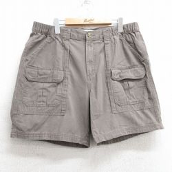 W37★古着 ショート ブッシュ パンツ ショーツ メンズ コットン 茶系 ブラウン 25mar31 中古 ボトムス 短パン ショーパン