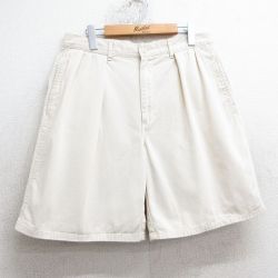 W32★古着 ラルフローレン Ralph Lauren ブランド ショート チノ パンツ チノパン ショーツ メンズ 90年代 90s コットン 生成り 25mar31 中古 ボトムス 短パン ショーパン