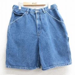 W32★古着 ルート66 ショート ペインター パンツ ショーツ メンズ 00年代 00s コットン 紺 ネイビー デニム 25mar31 中古 ボトムス 短パン ショーパン