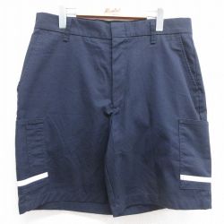 W35★古着 ショート ワーク カーゴ パンツ ショーツ メンズ FedEx フェデックス リフレクター 濃紺 ネイビー 25mar31 中古 ボトムス 短パン ショーパン
