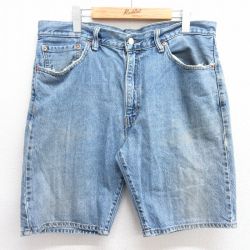 W36★古着 リーバイス Levis 505 ショート パンツ ショーツ メンズ コットン 紺 ネイビー デニム 25mar31 中古 ボトムス 短パン ショーパン ハーフ