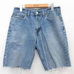 W32★古着 リーバイス Levis 550 ショート パンツ ショーツ メンズ コットン 紺 ネイビー デニム 25apr01 中古 ボトムス 短パン ショーパン ハーフ