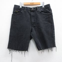 【50%OFF】W35★古着 リー Lee ショート パンツ ショーツ メンズ コットン 黒 ブラック 25apr02 中古 ボトムス 短パン ショーパン ハーフ