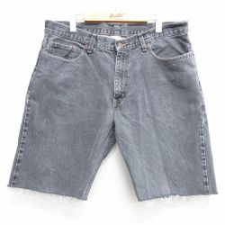 W37★古着 FADED GLORY ショート パンツ ショーツ メンズ コットン 黒 ブラック デニム 25apr02 中古 ボトムス 短パン ショーパン ハーフ