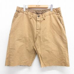 W36★古着 ショート パンツ ショーツ メンズ コットン USA製 ベージュ カーキ 25apr02 中古 ボトムス 短パン ショーパン ハーフ