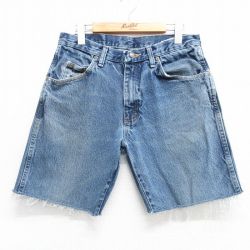 【50%OFF】W30★古着 ラングラー Wrangler ショート パンツ ショーツ メンズ コットン 紺 ネイビー デニム 25apr02 中古 ボトムス 短パン ショーパン ハーフ
