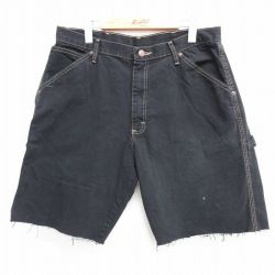 【20%OFF】W34★古着 ラングラー Wrangler ショート ペインター パンツ ショーツ メンズ 黒 ブラック 25apr02 中古 ボトムス 短パン ショーパン