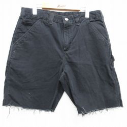 W33★古着 カーハート Carhartt ショート ペインター パンツ ショーツ メンズ コットン 黒 ブラック 25apr02 中古 ボトムス 短パン ショーパン