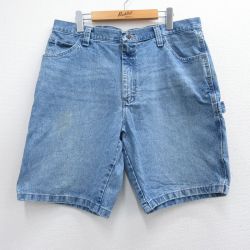 W36★古着 ラングラー Wrangler ショート ペインター パンツ ショーツ メンズ コットン 紺 ネイビー デニム 25apr03 中古 ボトムス 短パン ショーパン