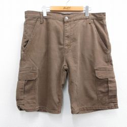 W37★古着 ディッキーズ Dickies ショート カーゴ パンツ ショーツ メンズ ダック地 コットン 茶 ブラウン 25apr03 中古 ボトムス 短パン ショーパン