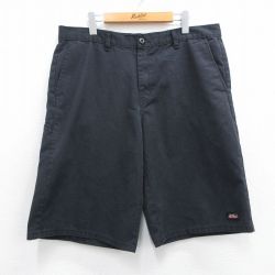 W37★古着 ディッキーズ Dickies ショート ワーク パンツ ショーツ メンズ 黒 ブラック 25apr03 中古 ボトムス 短パン ショーパン