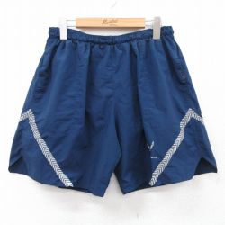 W32★古着 ショート トレーニング パンツ ショーツ メンズ 90年代 90s ミリタリー USアーミー リフレクター USA製 紺 ネイビー 25apr03 中古 ボトムス 短パン ショーパン