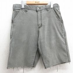 【50%OFF】W33★古着 カーハート Carhartt ショート パンツ メンズ ダック地 グレー 25apr03 中古 ボトムス 短パン ショーパン ハーフ