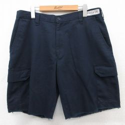 W34★古着 ショート ワーク カーゴ パンツ ショーツ メンズ CiNTAS 紺 ネイビー 25apr04 中古 ボトムス 短パン ショーパン