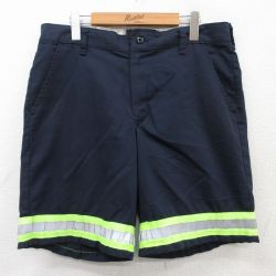 W34★古着 レッドキャップ ショート ワーク パンツ ショーツ メンズ リフレクター 紺他 ネイビー 25apr04 中古 ボトムス 短パン ショーパン