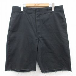 W34★古着 ディッキーズ Dickies ショート ワーク パンツ ショーツ メンズ 874 黒 ブラック 25apr04 中古 ボトムス 短パン ショーパン