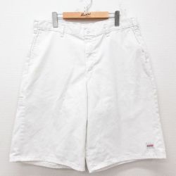 W37★古着 ディッキーズ Dickies ショート ワーク パンツ ショーツ メンズ 白 ホワイト 25apr04 中古 ボトムス 短パン ショーパン