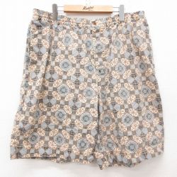 W39★古着 ジェイクルー J.CREW ショート パンツ ショーツ メンズ 90年代 90s 総柄 リネン 大きいサイズ ベージュ他 カーキ 【spe】 25apr04 中古 ボトムス 短パン ショーパン ハーフ