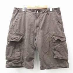 W38★古着 リーバイス Levis ショート カーゴ パンツ ショーツ メンズ コットン 濃茶 ブラウン 25apr04 中古 ボトムス 短パン ショーパン