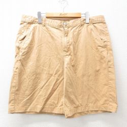 W39★古着 ショート パンツ ショーツ メンズ ディズニー DISNEY ミッキー MICKEY MOUSE コットン ベージュ カーキ 25apr04 中古 ボトムス 短パン ショーパン ハーフ