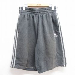W31★古着 アディダス adidas ハーフ スウェット パンツ ショーツ メンズ ワンポイントロゴ 濃グレー 霜降り 25apr04 中古 ボトムス 短パン ショーパン