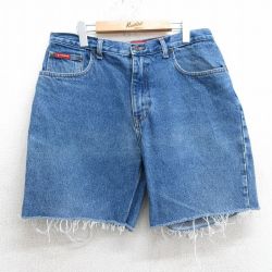 【50%OFF】W35★古着 チャップス ショート パンツ ショーツ メンズ コットン 紺 ネイビー デニム 25apr04 中古 ボトムス 短パン ショーパン ハーフ