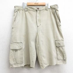 【50%OFF】W39★古着 オールドネイビー OLD NAVY ショート カーゴ パンツ メンズ 00年代 00s コットン ベージュ カーキ 25apr05 中古 ボトムス 短パン ショーパン