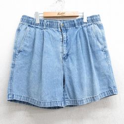 W39★古着 エディーバウアー ショート パンツ メンズ 90年代 90s コットン 紺 ネイビー デニム 【spe】 25apr05 中古 ボトムス 短パン ショーパン ハーフ