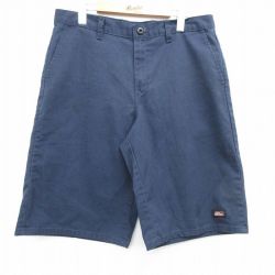 W35★古着 ディッキーズ Dickies ショート ワーク パンツ ショーツ メンズ 紺 ネイビー 25apr05 中古 ボトムス 短パン ショーパン