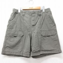 W34★古着 ラングラー Wrangler ショート ブッシュ パンツ ショーツ メンズ コットン 濃緑系 グリーン 25apr05 中古 ボトムス 短パン ショーパン