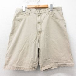 W37★古着 ラングラー Wrangler ショート ペインター パンツ ショーツ メンズ コットン ベージュ カーキ 25apr05 中古 ボトムス 短パン ショーパン