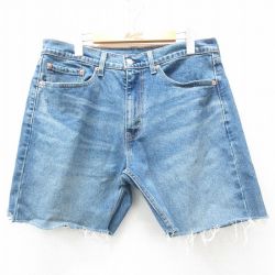 W32★古着 リーバイス Levis 505 ショート パンツ ショーツ メンズ ヒゲ 紺 ネイビー デニム 25apr05 中古 ボトムス 短パン ショーパン ハーフ