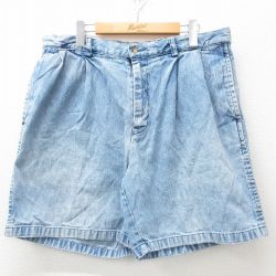 W36★古着 ノーティカ NAUTICA ブランド ショート パンツ ショーツ メンズ 90年代 90s コットン 紺 ネイビー デニム 【spe】 25apr05 中古 ボトムス 短パン ショーパン ハーフ