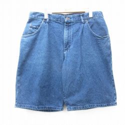 W36★古着 リー Lee ショート パンツ ショーツ メンズ 90年代 90s コットン USA製 濃紺 ネイビー デニム 25apr05 中古 ボトムス 短パン ショーパン ハーフ