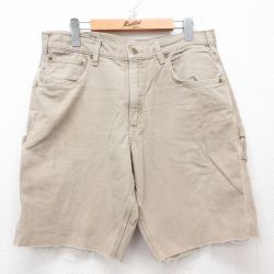 W34★古着 カーハート Carhartt ショート ペインター パンツ ショーツ メンズ ダック地 コットン ベージュ カーキ 25apr05 中古 ボトムス 短パン ショーパン