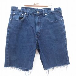 【50%OFF】W34★古着 ジョーダッシュ ショート パンツ ショーツ メンズ コットン 濃紺 ネイビー デニム 25apr05 中古 ボトムス 短パン ショーパン ハーフ